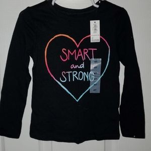 NWT Girls Old Navy 4T smart and strong L/S shirt